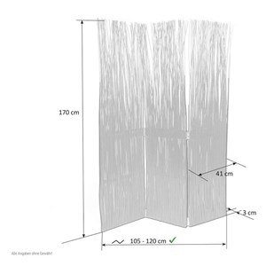 Paravent 3 pans saule gris