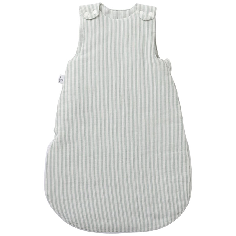 Gigoteuse ouatinée en gaze de coton rayé vert de gris (0-6 mois)