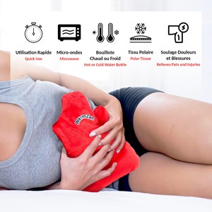 Bouillotte graines de lin polaire rouge 30x21 cm