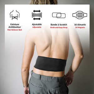 Ceinture lombaire magnétique, 147 cm, 16 aimants, ajustable