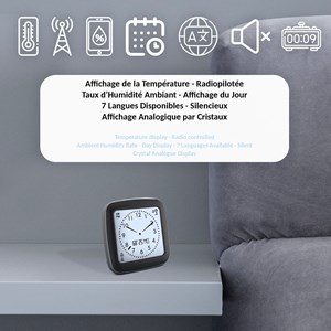 Réveil fishtec affichage aiguilles digitales