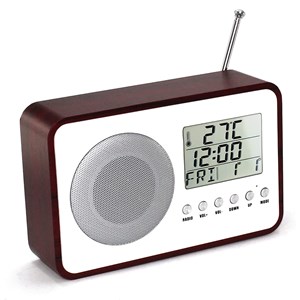 Radio réveil vintage fishtec - radio fm &nbsp;am - date, heure, température