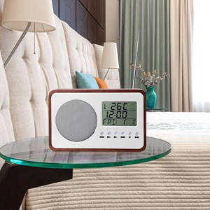 Radio réveil vintage 60's, lcd, fm, alarme, 19,2x12,5 cm