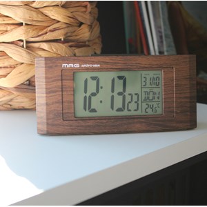 Réveil radio-piloté imitation bois