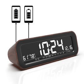 Radio réveil 5 sons nature, 2 alarmes, fm, 22x7 cm