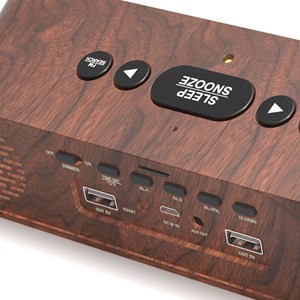 Radio réveil 5 sons nature, 2 alarmes, fm, 22x7 cm