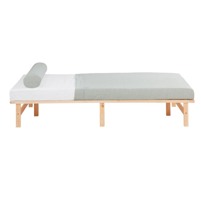 Lit double 140x200 matelas bois naturel