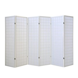 Paravent bois 6 pans shoji blanc pliable
