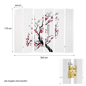 Paravent bois 6 pans bambou blanc