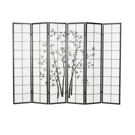 Paravent bois 6 pans bambou noir