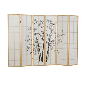 Paravent bois 6 pans bambou clair