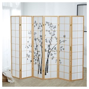 Paravent bois 6 pans bambou clair