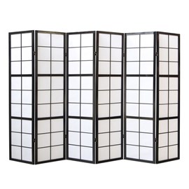Paravent bois 6 pans - noir