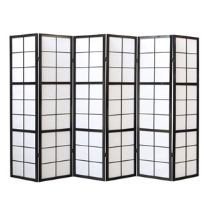 Paravent bois 6 pans - noir