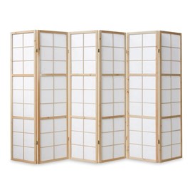 Paravent bois 6 pans clair