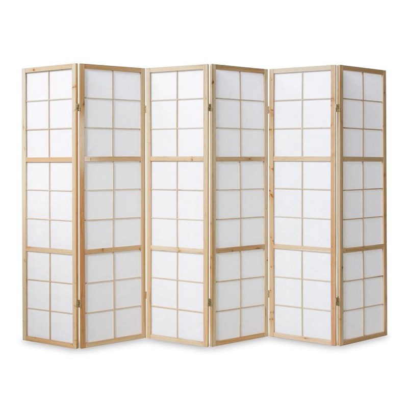 Paravent bois 6 pans clair