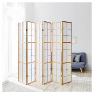 Paravent bois 6 pans clair