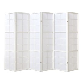 Paravent bois 6 pans blanc
