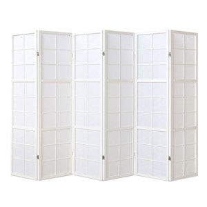 Paravent bois 6 pans blanc