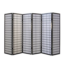 Paravent bois 6 pans shoji noir