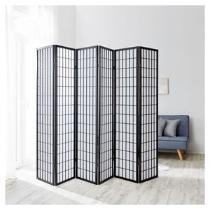 Paravent bois 6 pans shoji noir
