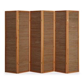 Paravent bois 6 pans bambou marron