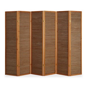 Paravent bois 6 pans bambou marron