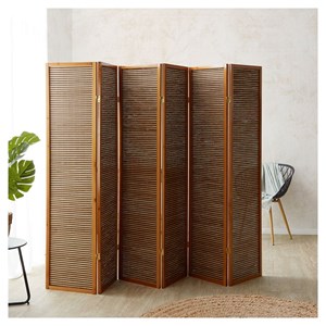 Paravent bois 6 pans bambou marron