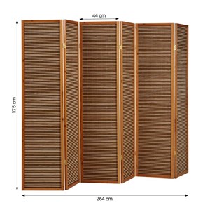 Paravent bois 6 pans bambou marron