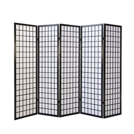 Paravent bois 5 pans shoji noir pliable