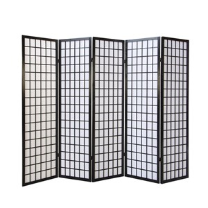Paravent bois 5 pans shoji noir pliable