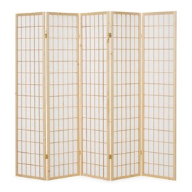 Paravent bois 5 pans shoji clair pliable