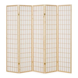 Paravent bois 5 pans shoji clair pliable