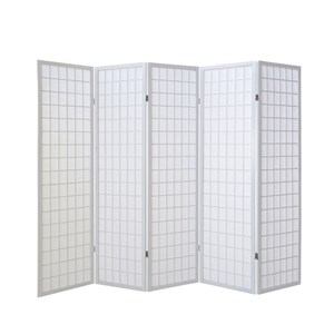 Paravent bois 5 pans shoji blanc pliable