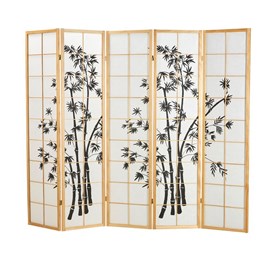 Paravent bois 5 pans bambou clair