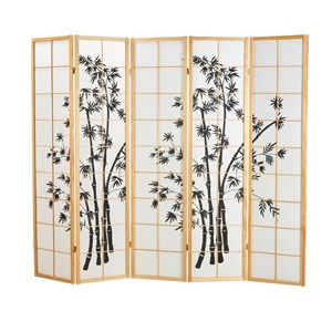 Paravent bois 5 pans bambou clair