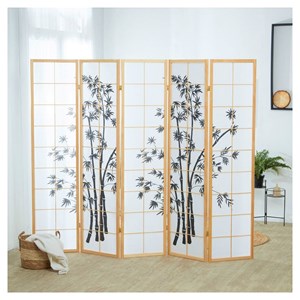 Paravent bois 5 pans bambou clair