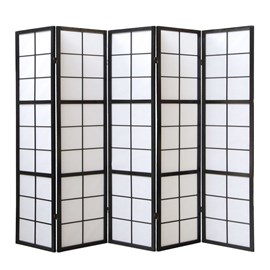 Paravent bois 5 pans noir