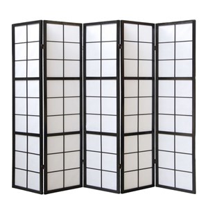Paravent bois 5 pans noir