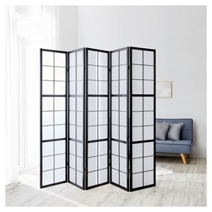 Paravent bois 5 pans noir