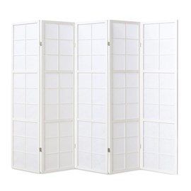 Paravent bois 5 pans - blanc