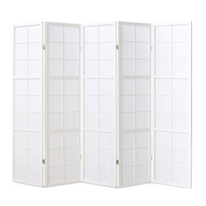 Paravent bois 5 pans - blanc