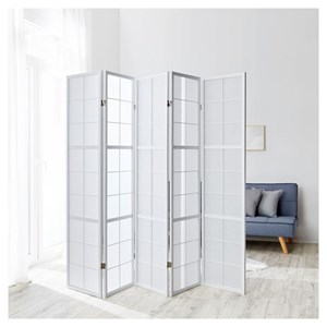 Paravent bois 5 pans - blanc
