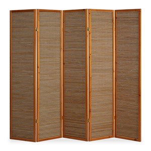 Paravent bois 5 pans bambou marron