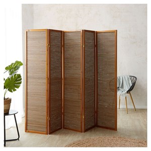 Paravent bois 5 pans bambou marron