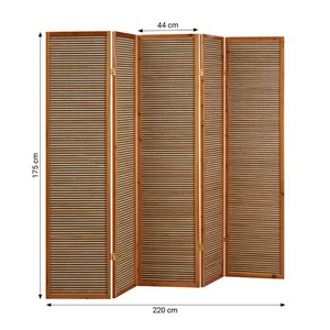 Paravent bois 5 pans bambou marron