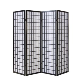 Paravent bois pans shoji noir pliable