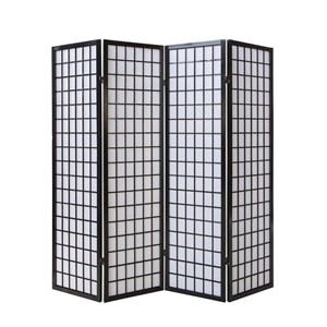 Paravent bois pans shoji noir pliable