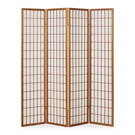 Paravent bois pans shoji marron pliable