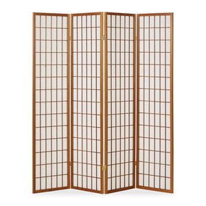 Paravent bois pans shoji marron pliable
